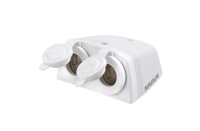 Surface mount sockets – twin accessory sockets – White 