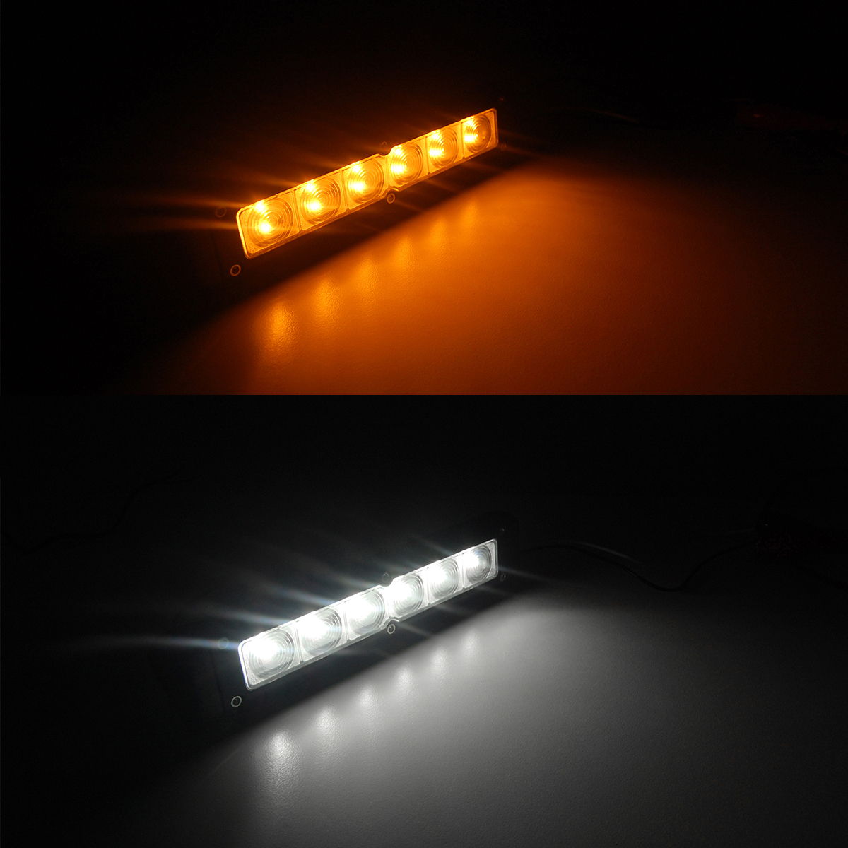 LED Awning light with Heavy Duty 200mm Black shell DC12v white/amber 